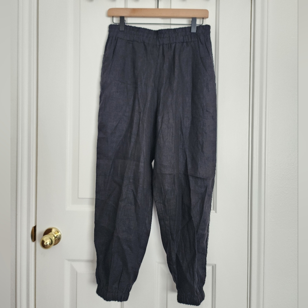 Lisa Bayne 100% Linen Women's Black Joggers